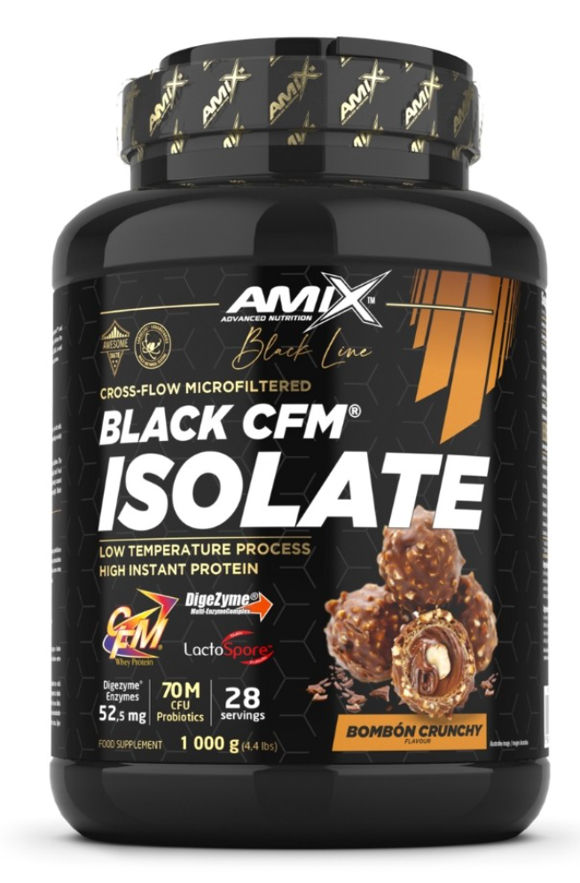 Proteína microfiltrada CFM® AMIX BLACK CFM ISOLATE 1KG BOMBON CRUJIENTE